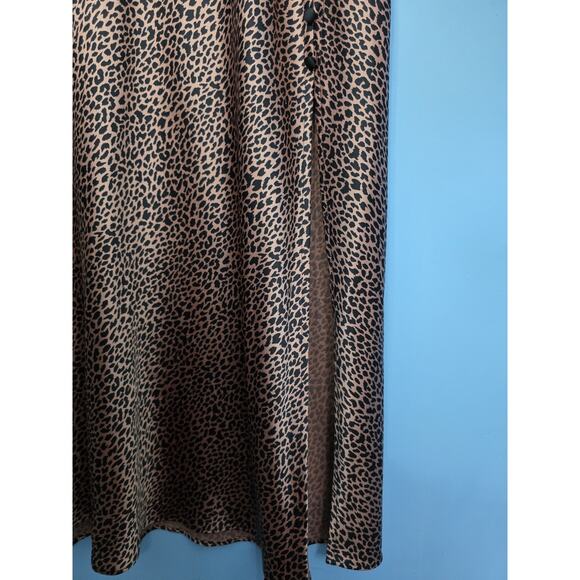 XL Victoria’s Secret Silky Black Brown Leopard Pattern Skirt Slip A-Line - Picture 3 of 7
